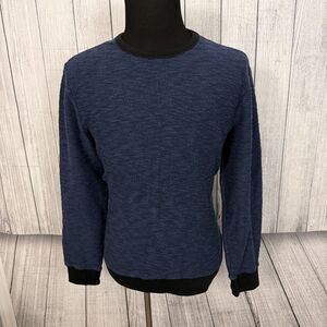 Old Navy Men's XL Blue / Black Cotton Blend Long Sleeve Crewneck Sweater